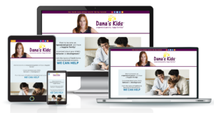 Image of Dana's Kids website on multiple sized devices
