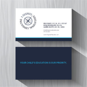 Image of business cards designed for 3 degrees