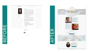 Image showing before image of website on left, after redesign on right