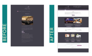 daleny studios website, before image on the left side, after redesign image on the right side