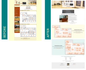 Before and After images of website redesign for a rehearsal studio