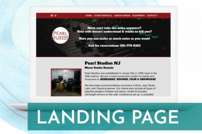 landing page design for music rehearsal studios