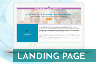 landing page design for prosperity speaks leadership training